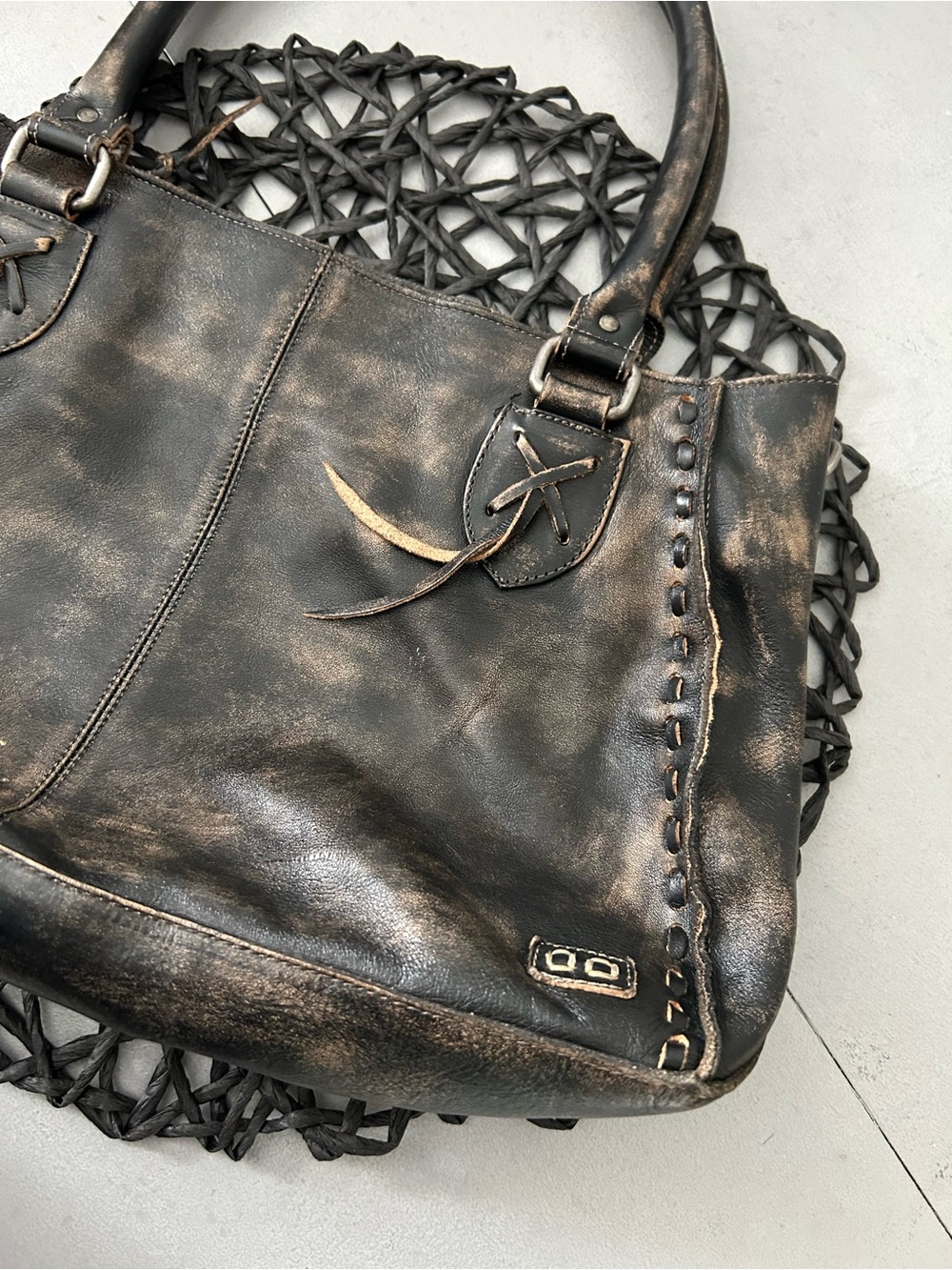 Bed Stu Leather Rockababy Shoulder Bag Crossbody Tote Black Rustic MSRP $345 - Picture 6 of 12